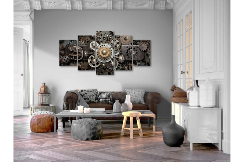 Tavla Old Mechanism 5 Parts Wide 100x50 - Artgeist sp. z o. o. - Inredning - Tavlor & konst - Canvastavlor