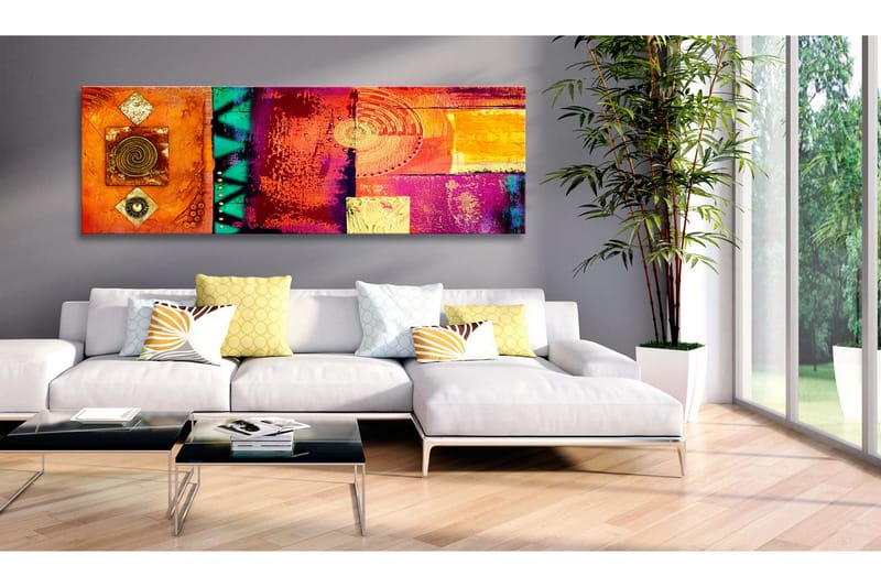 Tavla Orange Abstraction 120x40 - Artgeist sp. z o. o. - Inredning - Tavlor & konst - Canvastavlor