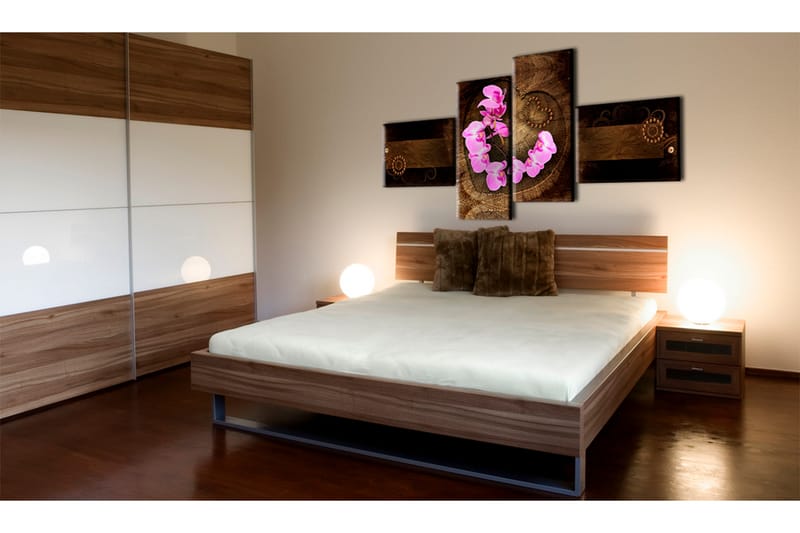 Tavla Orchid And Wood 100x45 - Artgeist sp. z o. o. - Canvastavlor