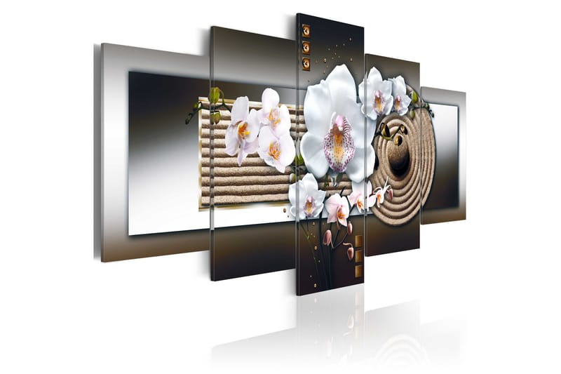 Tavla Orchid And Zen Garden Brown 100x50, Artgeist sp. z o. o.