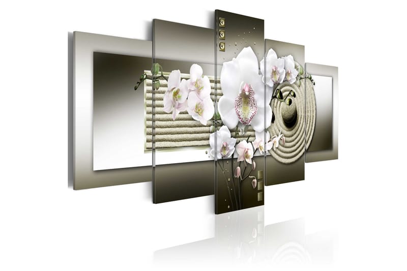 Tavla Orchid And Zen Garden In Grey 100x50, Artgeist sp. z o. o.