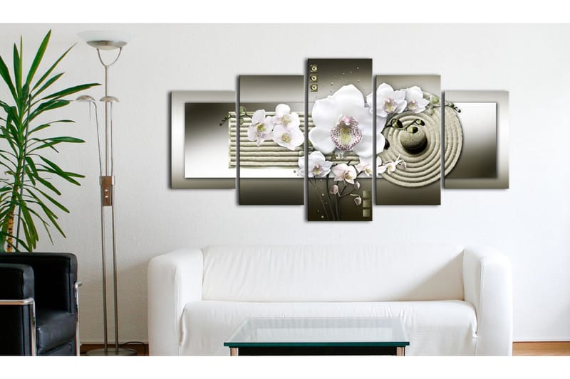 Tavla Orchid And Zen Garden In Grey 200x100 - Artgeist sp. z o. o. - Inredning - Tavlor & konst - Canvastavlor