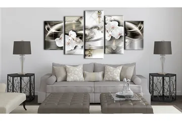 Tavla Orchids Among The Waves Of Gold 200x100 - Artgeist sp. z o. o. - Inredning - Tavlor & konst - Canvastavlor