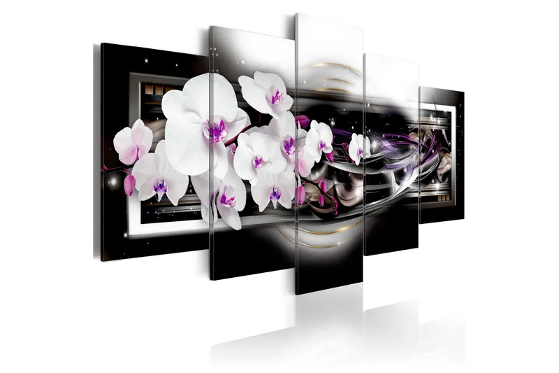 Tavla Orchids On A Black Background 100x50, Artgeist sp. z o. o.