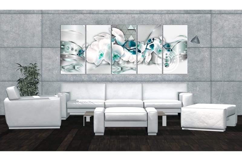 Tavla Orchises And Abstraction 200x80 - Artgeist sp. z o. o. - Inredning - Tavlor & konst - Canvastavlor