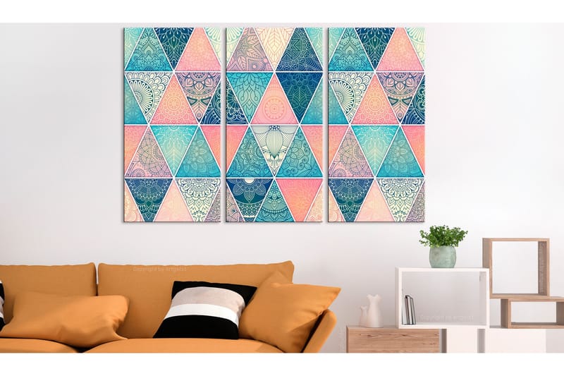 Tavla Oriental Triangles 3 Parts 120x80 - Artgeist sp. z o. o. - Inredning - Tavlor & konst - Canvastavlor