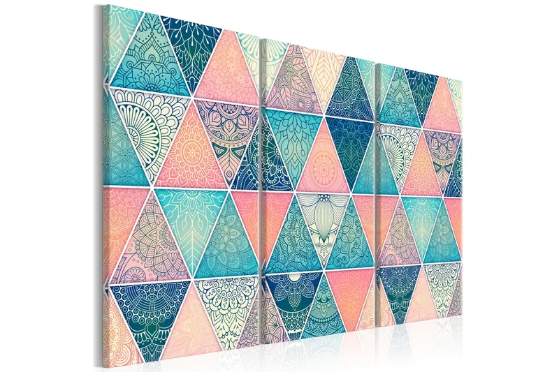 Tavla Oriental Triangles 3 Parts 120x80, Artgeist sp. z o. o.