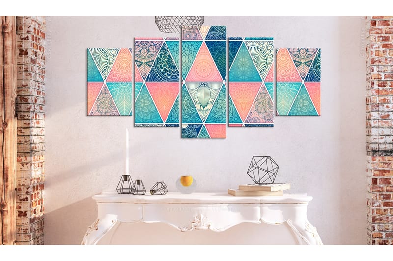 Tavla Oriental Triangles 5 Parts Wide 100x50 - Artgeist sp. z o. o. - Inredning - Tavlor & konst - Canvastavlor