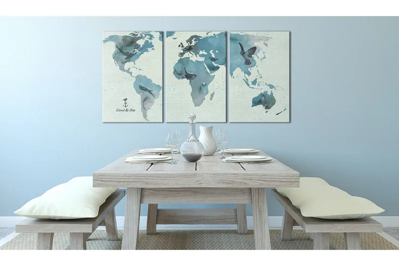 Tavla Ornitologiska Världskarta 120x60 - Artgeist sp. z o. o. - Inredning - Tavlor & konst - Canvastavlor