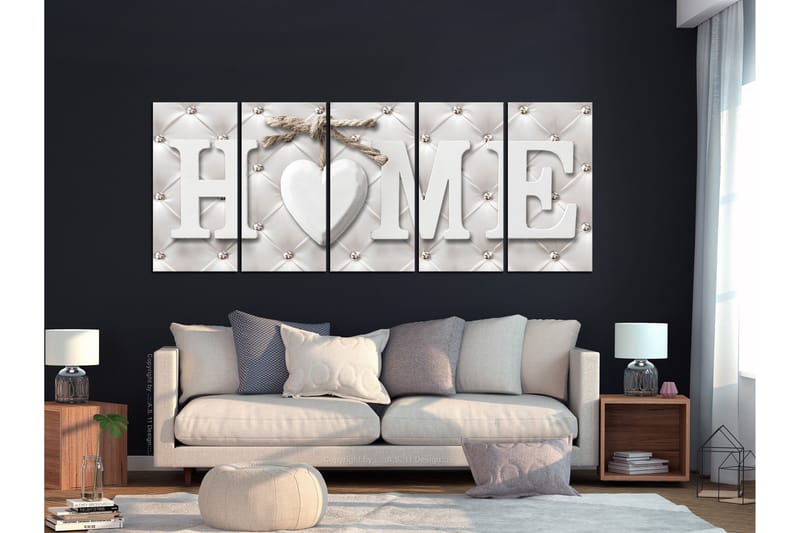 Tavla Quilted Home 5 Parts Narrow 225x90 - Artgeist sp. z o. o. - Inredning - Tavlor & konst - Canvastavlor