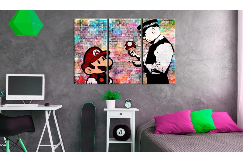 Tavla Rainbow Brick Banksy 120x80 - Artgeist sp. z o. o. - Inredning - Tavlor & konst - Canvastavlor