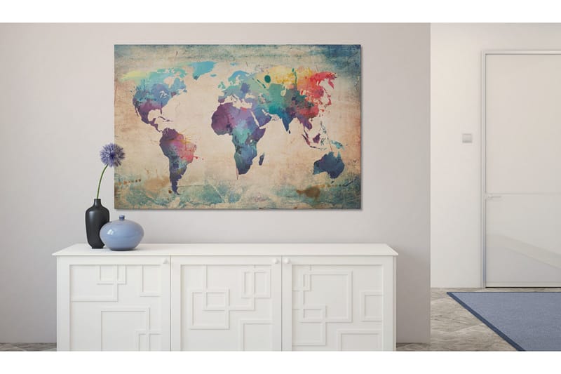 Tavla Rainbow-Färgade Karta 90x60 - Artgeist sp. z o. o. - Inredning - Tavlor & konst - Canvastavlor