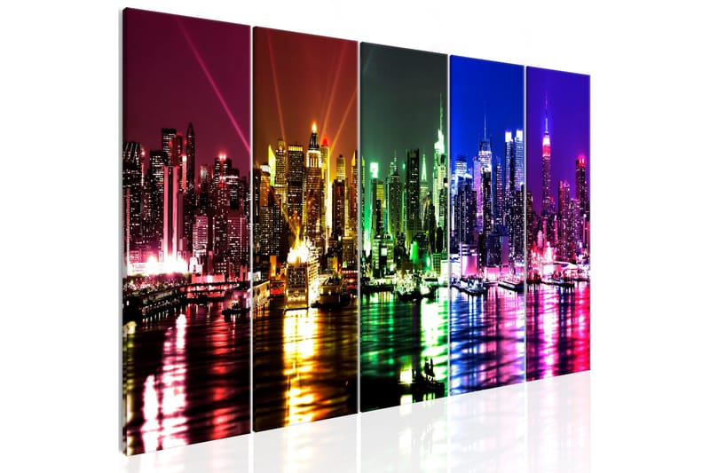 Tavla Rainbow New York 5 Parts Narrow 225x90, Artgeist sp. z o. o.