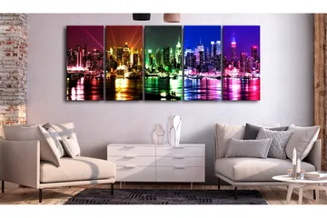 Tavla Rainbow New York 5 Parts Narrow 225x90 - Artgeist sp. z o. o. - Inredning - Tavlor & konst - Canvastavlor