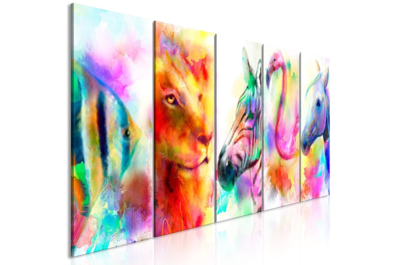 Tavla Rainbow Watercolours 5 Parts Narrow 225x90, Artgeist sp. z o. o.