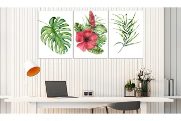 Tavla Red Hibiscus 3 Parts 120x60 - Artgeist sp. z o. o. - Inredning - Tavlor & konst - Canvastavlor