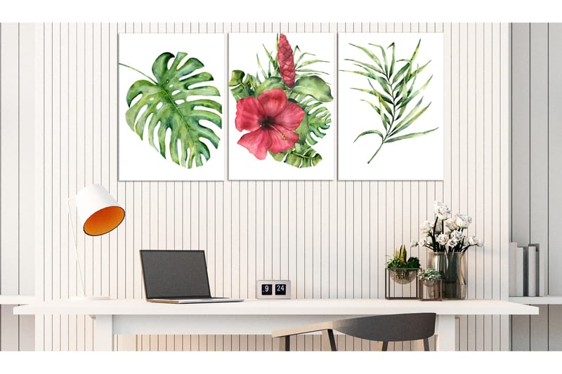 Tavla Red Hibiscus 3 Parts 120x60 - Artgeist sp. z o. o. - Inredning - Tavlor & konst - Canvastavlor