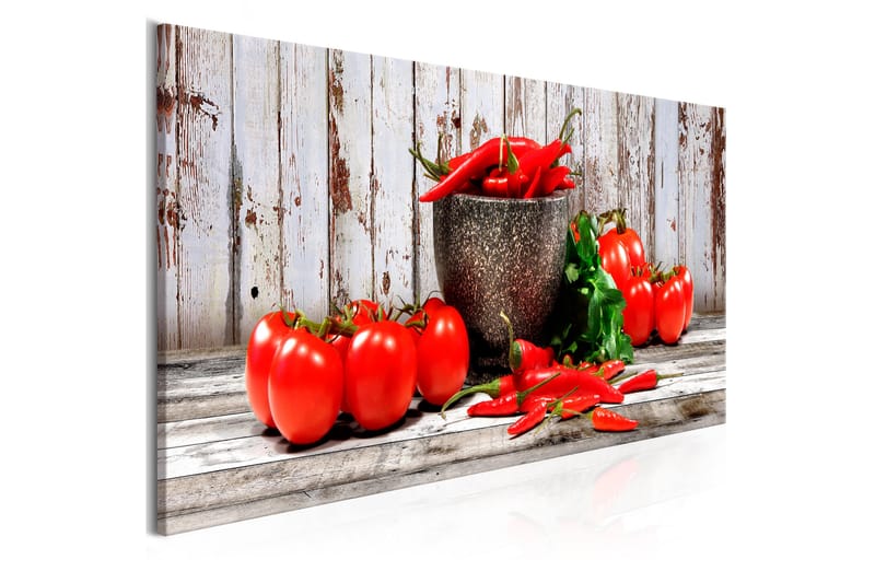 Tavla Red Vegetables (1 Part) Wood Narrow 150x50 - Artgeist sp. z o. o. - Inredning - Tavlor & konst - Canvastavlor