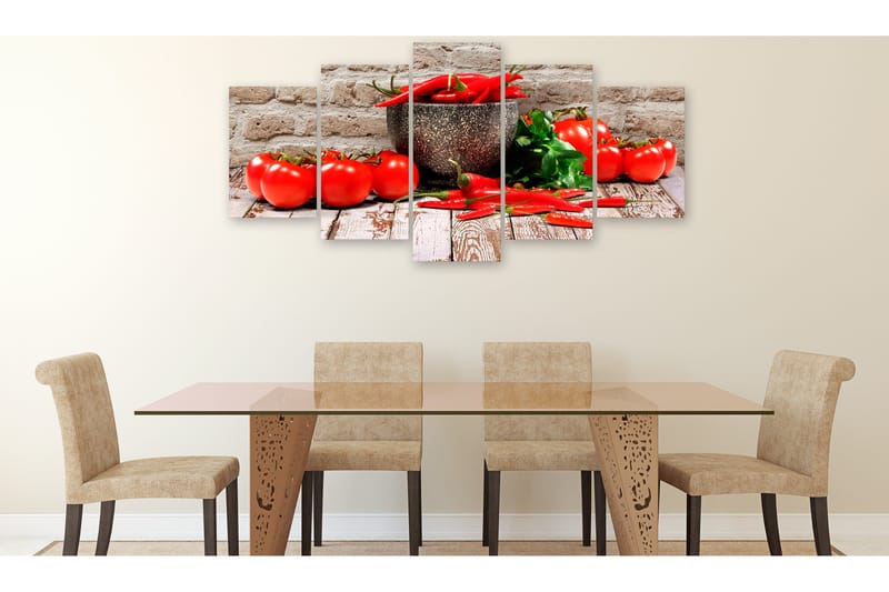 Tavla Red Vegetables 5 Parts Brick Wide 100x50 - Artgeist sp. z o. o. - Inredning - Tavlor & konst - Canvastavlor