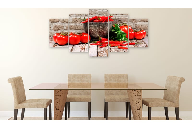 Tavla Red Vegetables 5 Parts Brick Wide 200x100 - Artgeist sp. z o. o. - Inredning - Tavlor & konst - Canvastavlor