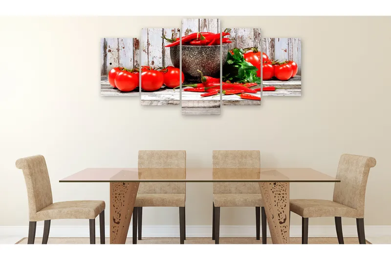 Tavla Red Vegetables 5 Parts Wood Wide 200x100 - Artgeist sp. z o. o. - Inredning - Tavlor & konst - Canvastavlor