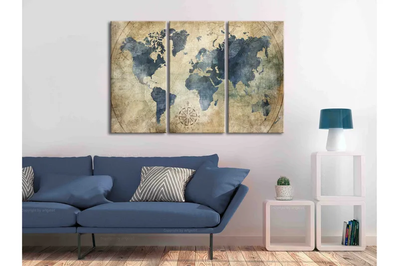 Tavla Retro Map 3 Parts 90x60 - Artgeist sp. z o. o. - Inredning - Tavlor & konst - Canvastavlor