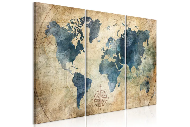 Tavla Retro Map 3 Parts 90x60 - Artgeist sp. z o. o. - Inredning - Tavlor & konst - Canvastavlor