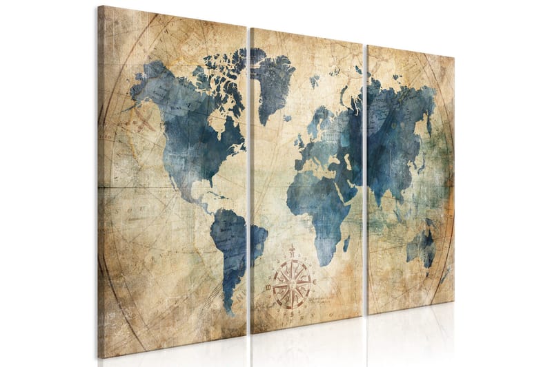 Tavla Retro Map 3 Parts 90x60, Artgeist sp. z o. o.