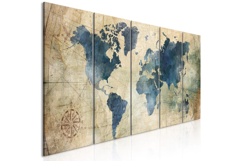 Tavla Retro Map 5 Parts Narrow 200x80, Artgeist sp. z o. o.