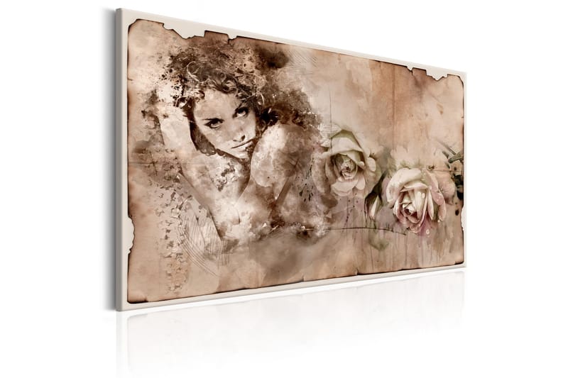 Tavla Retro Style: Woman and Roses 120x80 - Artgeist sp. z o. o. - Inredning - Tavlor & konst - Canvastavlor