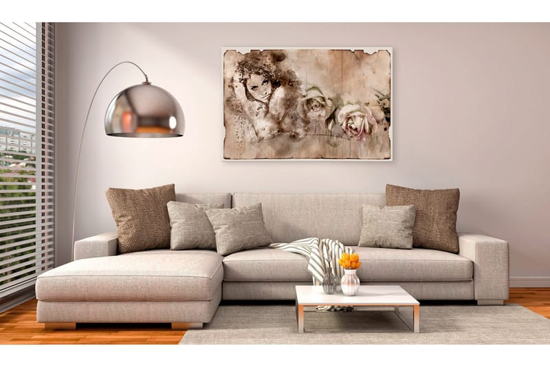 Tavla Retro Style: Woman and Roses 90x60, Artgeist sp. z o. o.
