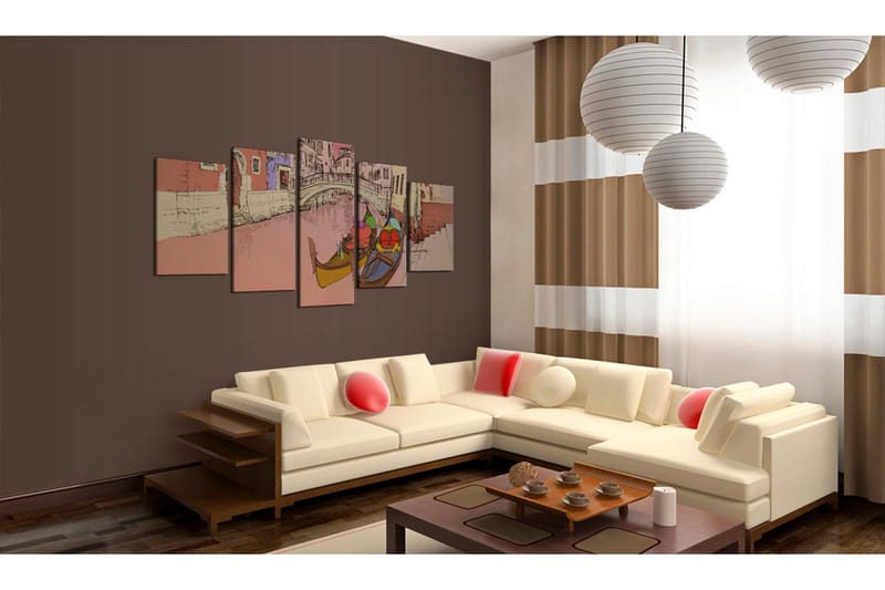 Tavla Romantic Gondolas 5 Pieces 100x50 - Artgeist sp. z o. o. - Inredning - Tavlor & konst - Canvastavlor