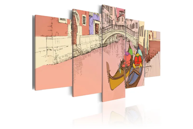 Tavla Romantic Gondolas 5 Pieces 200x100, Artgeist sp. z o. o.