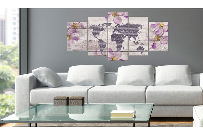 Tavla Romantic World Map 200x100 - Artgeist sp. z o. o. - Inredning - Tavlor & konst - Canvastavlor
