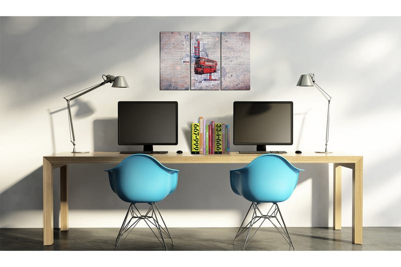 Tavla Runt Storbritannien av Routemaster Triptych 90x60 - Artgeist sp. z o. o. - Inredning - Tavlor & konst - Canvastavlor