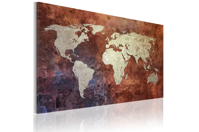 Tavla Rusty Världskarta 60x40, Artgeist sp. z o. o.