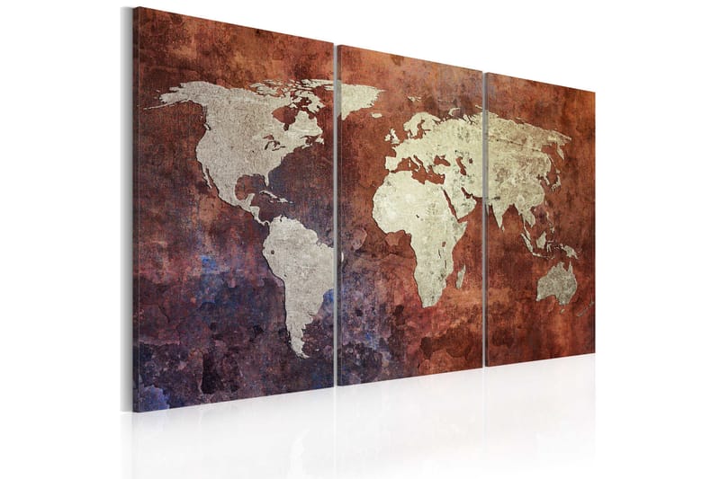 Tavla Rusty världskarta triptyken 90x60, Artgeist sp. z o. o.