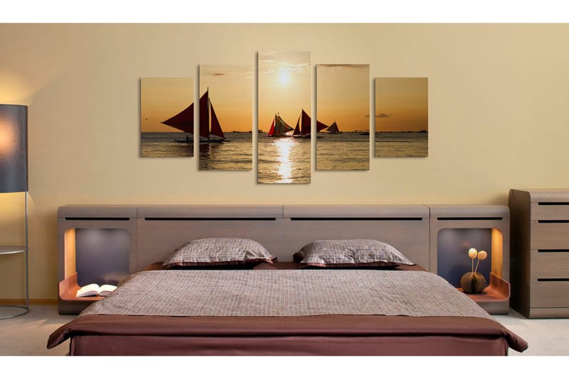 Tavla Sailbloats At Dusk 200x100 - Artgeist sp. z o. o. - Inredning - Tavlor & konst - Canvastavlor