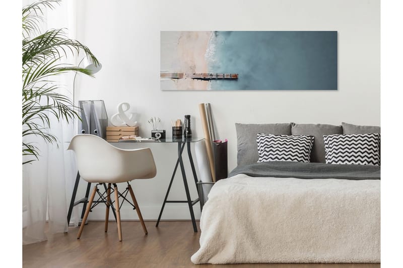 Tavla Sea and Wooden Bridge (1 Part) Narrow Grey 150x50, Artgeist sp. z o. o.