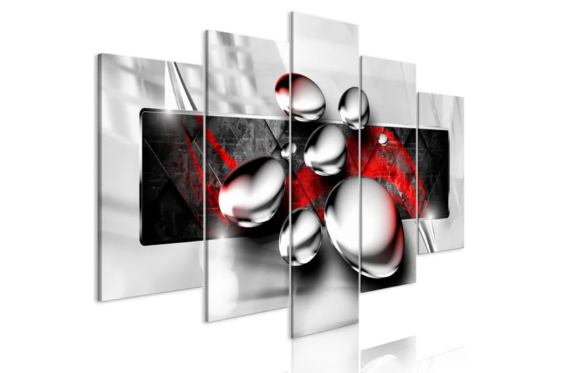 Tavla Shiny Stones 5 Parts Wide Red 200x100, Artgeist sp. z o. o.