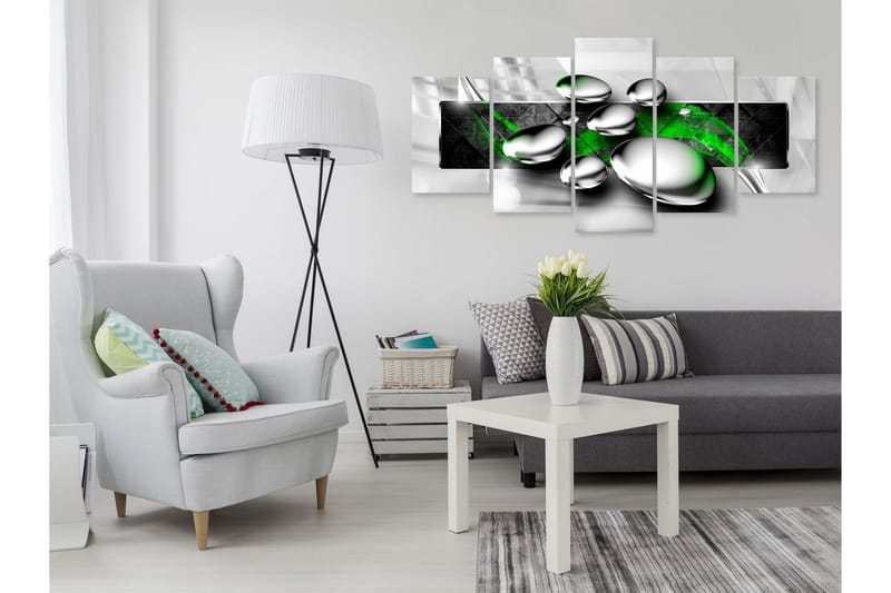 Tavla Shiny Stones 5 Parts Wide Green 100x50 - Artgeist sp. z o. o. - Inredning - Tavlor & konst - Canvastavlor