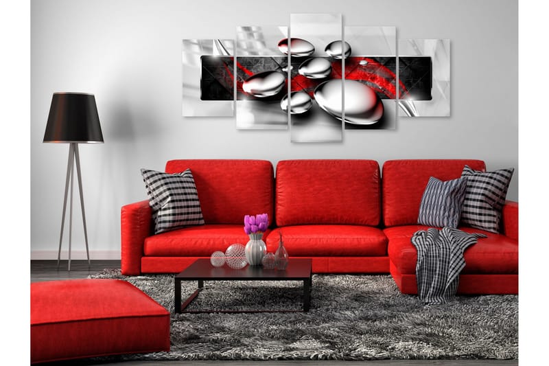Tavla Shiny Stones 5 Parts Wide Red 200x100 - Artgeist sp. z o. o. - Inredning - Tavlor & konst - Canvastavlor