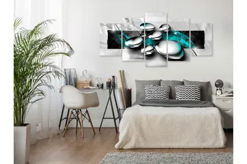 Tavla Shiny Stones 5 Parts Wide Turquoise 100x50 - Artgeist sp. z o. o. - Inredning - Tavlor & konst - Canvastavlor