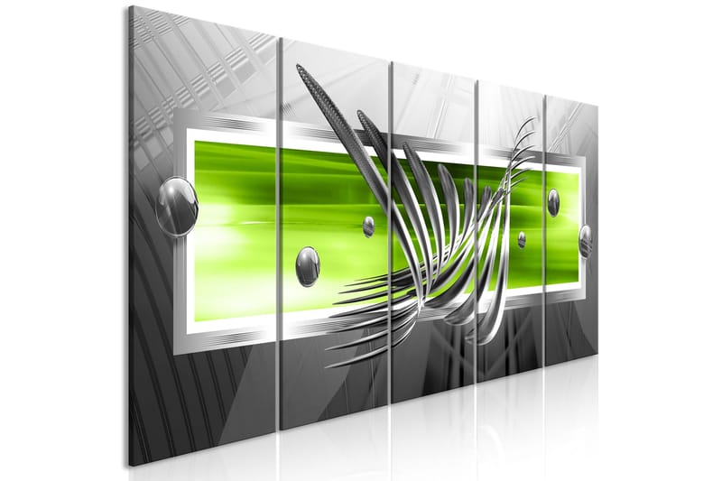 Tavla Silver Wings 5 Parts Narrow Green 200x80, Artgeist sp. z o. o.
