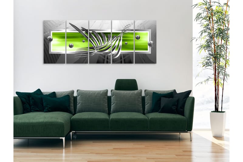 Tavla Silver Wings 5 Parts Narrow Green 200x80 - Artgeist sp. z o. o. - Inredning - Tavlor & konst - Canvastavlor