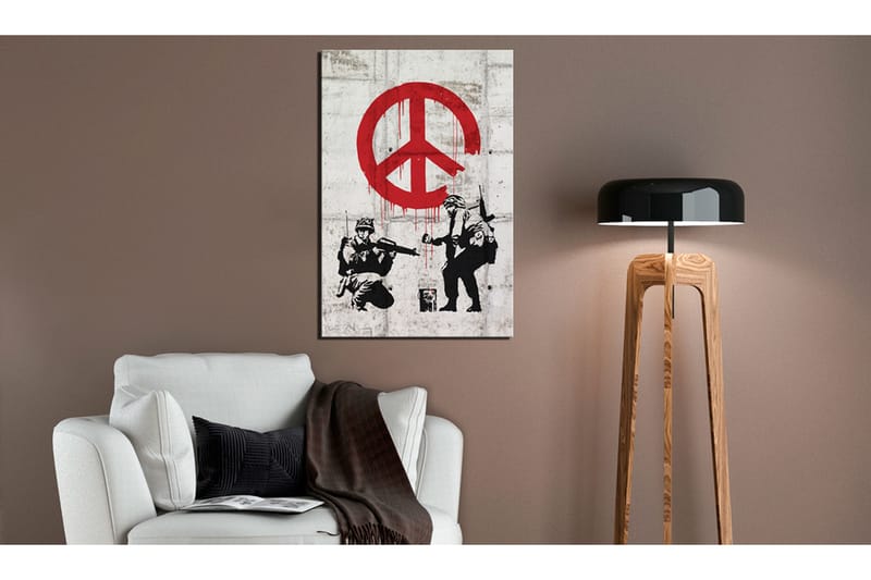 Tavla Soldiers Painting Peace by Banksy 80x120 - Artgeist sp. z o. o. - Inredning - Tavlor & konst - Canvastavlor