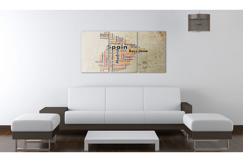 Tavla Spanien Text Kartan Färger Flaggan 60x30 - Artgeist sp. z o. o. - Inredning - Tavlor & konst - Canvastavlor