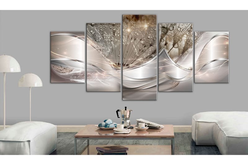 Tavla Sparkling Dandelions 5 Parts Beige Wide 100x50 - Artgeist sp. z o. o. - Inredning - Tavlor & konst - Canvastavlor