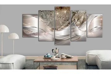 Tavla Sparkling Dandelions 5 Parts Beige Wide 100x50 - Artgeist sp. z o. o. - Inredning - Tavlor & konst - Canvastavlor