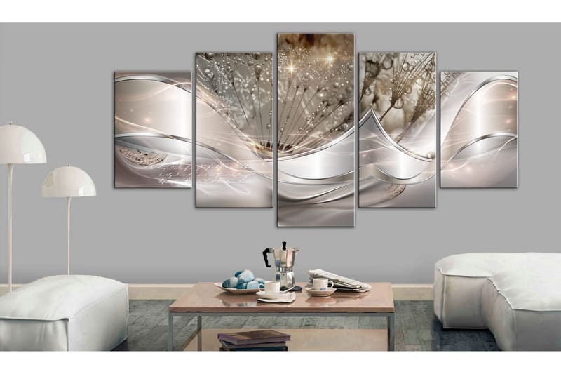 Tavla Sparkling Dandelions 5 Parts Beige Wide 100x50 - Artgeist sp. z o. o. - Inredning - Tavlor & konst - Canvastavlor